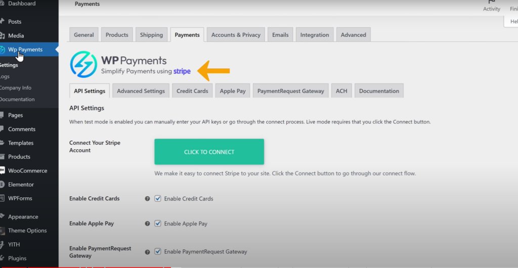 payment method to your site now to add a payment method let's go to our WordPress dashboard